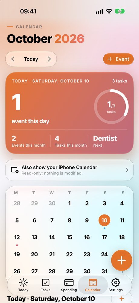 Calendar screen